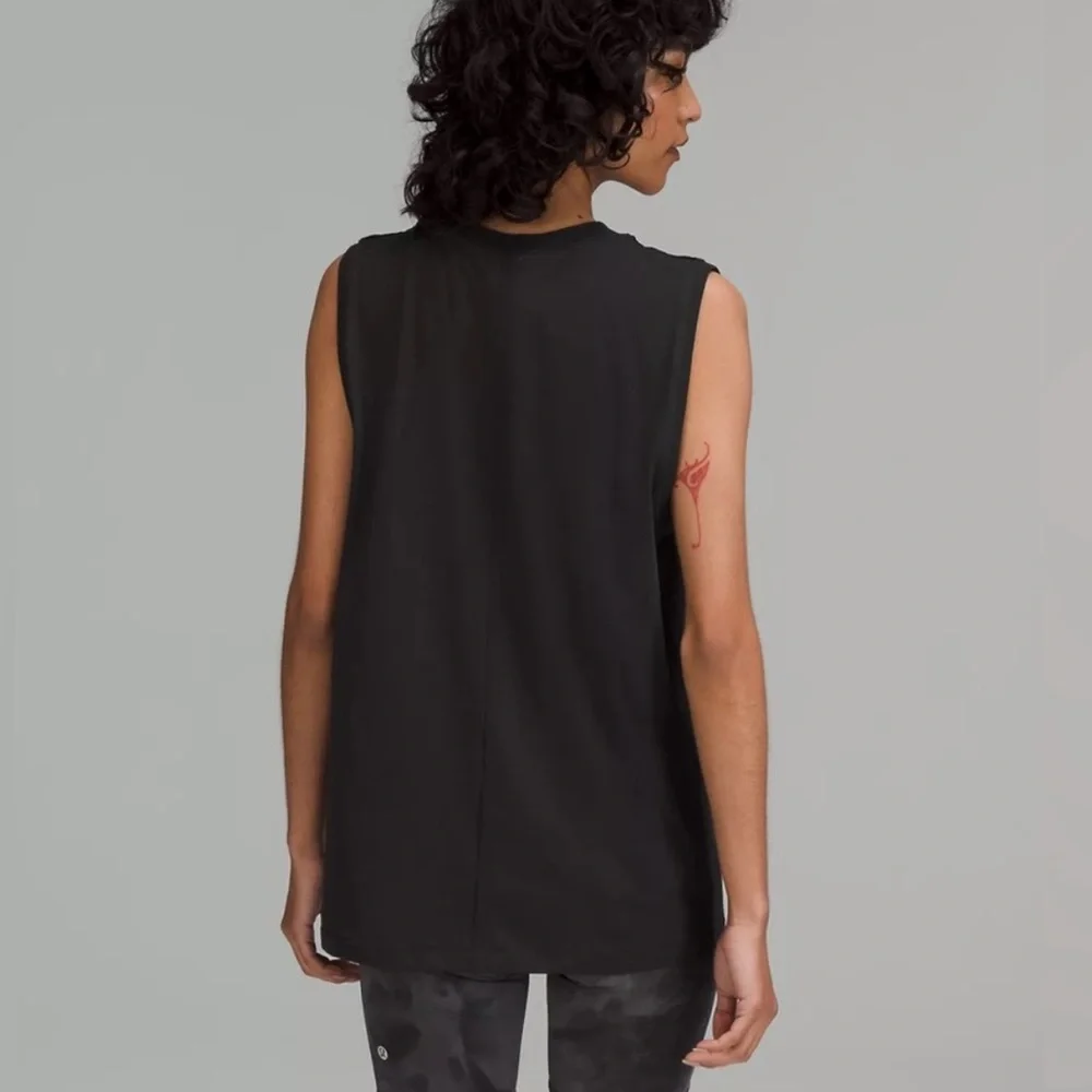 Lululemon All Yours Boyfriend Tank Top Size 6 Black Pima Cotton